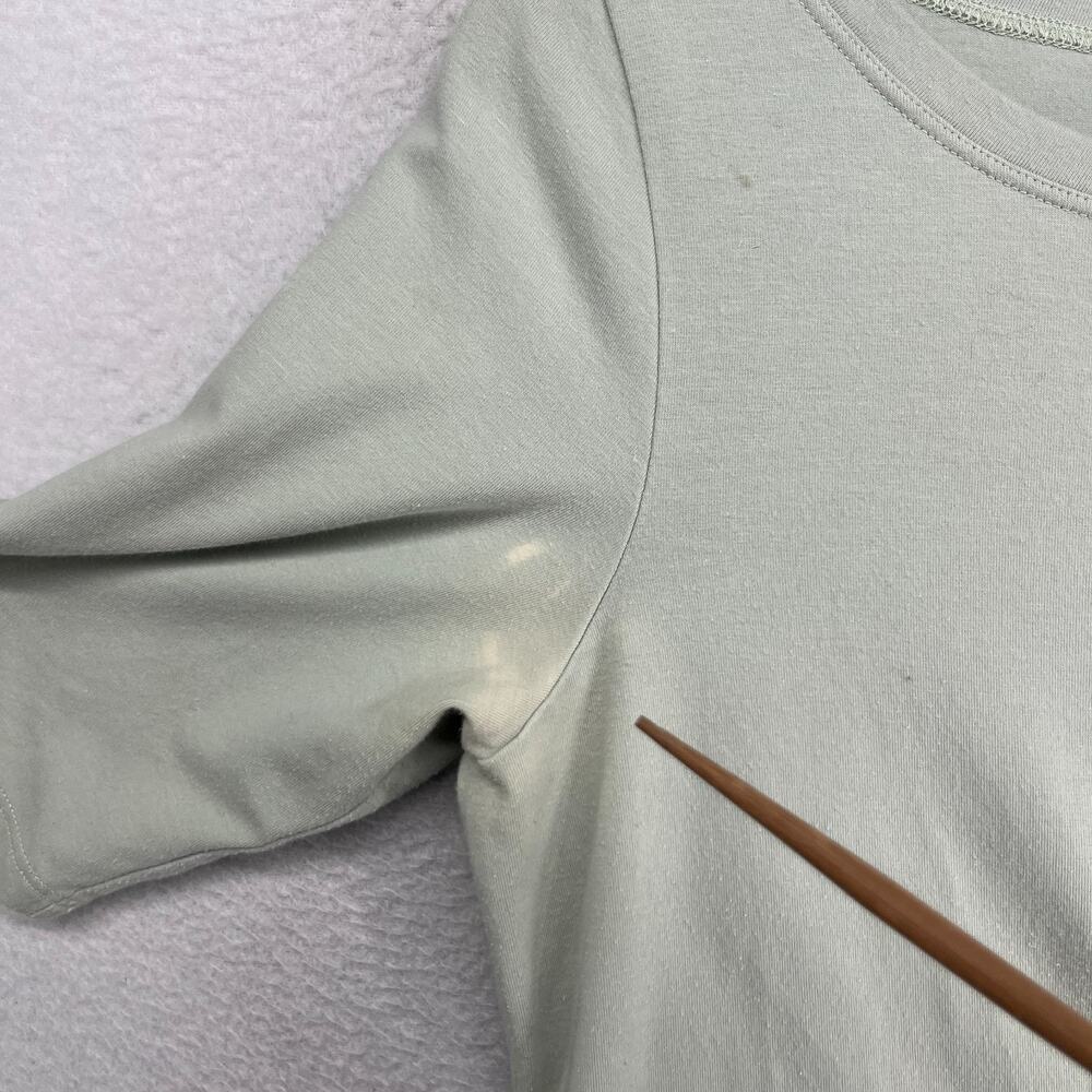 EILEEN FISHER Top M Stretch Organic Cotton Jersey 3/4 Sleeve Basic Green USA - Picture 6 of 10